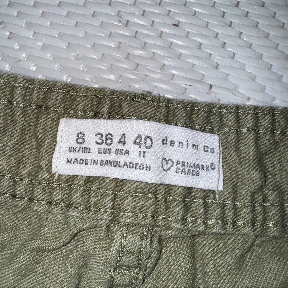 Denim Co Primark Cares Green Cargo Denim Jeans Olive Green Women Size 4 - Picture 3 of 3